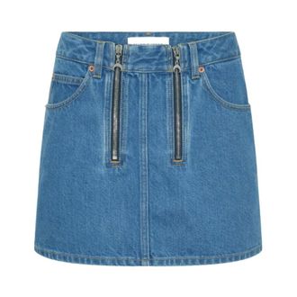 Marine Serre Denim Skirts, female, Blue, Size: M Zipped Mini Skirt