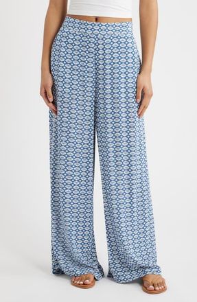Rip Curl Print Wide Leg Pants in Vintage Navy at Nordstrom, Size Xx-Small