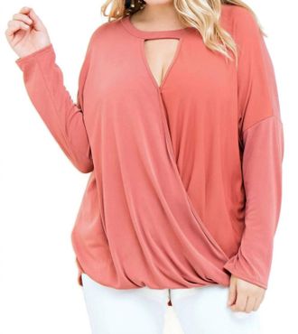 Entro Keyhole Wrap Top In Rust