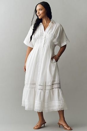 Exquise Tobie Short-Sleeve Collared Midi Dress
