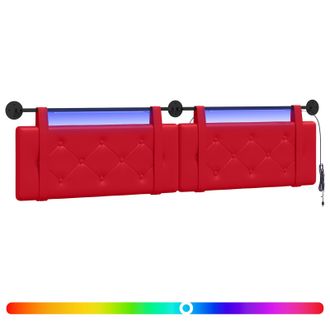 vidaXL Cabecero Colgante Con Luz Led Rojo Cuero Sint&eacute;tico Vidaxl