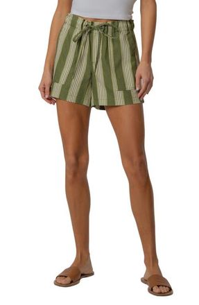 Kut from the Kloth Katana High Waist Drawstring Shorts in Olive/Ivory at Nordstrom, Size X-Large