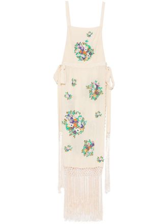 Bode Flower Language jurk - Beige