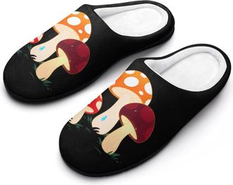 Generic Whimsical Mushroom Mens House Slippers Memory Foam Washable Cotton Slip on Home Shoes