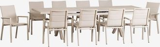 Sklum Set De Mesa Extensible Rectangular 240-300x100 Cm Y 10 Sillas De Jard&iacute;n Apilables Con Reposabrazos En Aluminio Karena Sklum