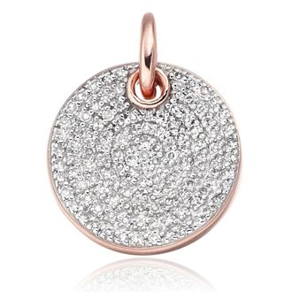 Monica Vinader Ava Diamond Disc Pendant, Rose Gold Vermeil on Silver
