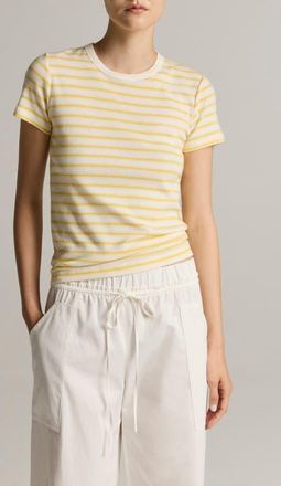 Vince Shrunken 90s Stripe Tee in Limone Combo at Nordstrom, Size Xx-Small