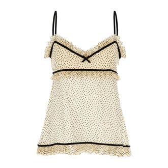 Valentino Garavani Sleeveless Tops, female, Beige, Size: S Printed Silk Top