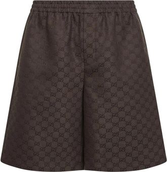Gucci GG Canvas Linnenmix Shorts - Heren - Korte Broeken - Bruin - M - Linnen - Korte Broeken