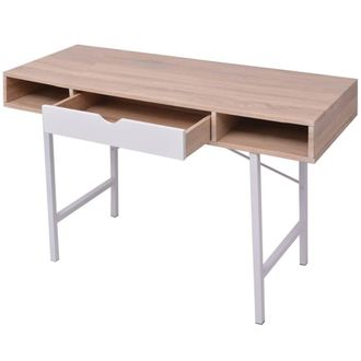 Berkfield Home Durable Desk with 1 Drawer Oak & White