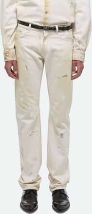Helmut Lang Painted Organic Cotton Five-Pocket Pants in Ecru Painter - 21V at Nordstrom Rack, Size 30