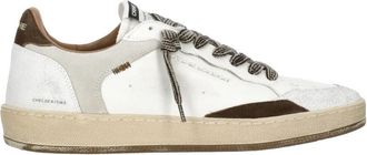 Crime London White Suede Inserts Leather Sneakers
