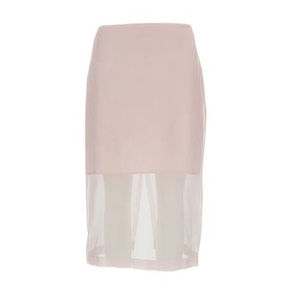 Federica Tosi Midi Skirts, female, Pink, Size: M Midi skirt in sheer silk with half slip