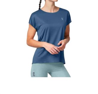 On Womens Performance-T Shirt In Denim/navy