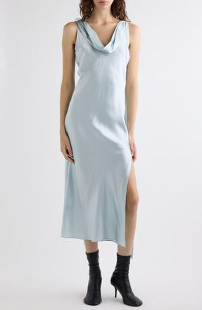 Acne Studios Dotti Cowl Neck Silk Satin Dress in Light Blue at Nordstrom, Size 42