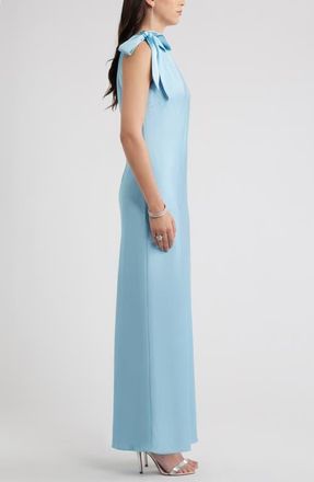 Chelsea28 Bow One-Shoulder Maxi Dress in Blue at Nordstrom, Size Xx-Small