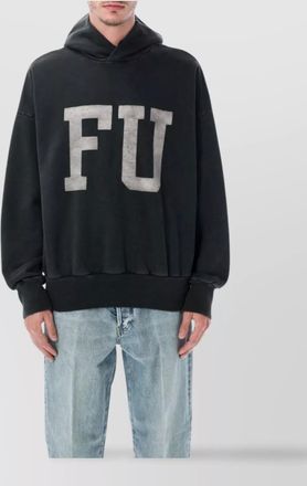 Fear of God hooded graphic sweatshirt ribbed cuffs