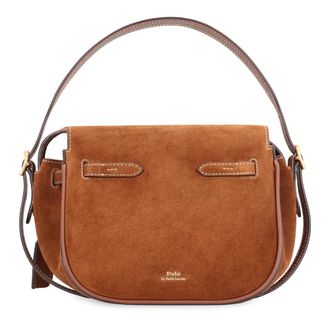 Polo Ralph Lauren Handbags, female, Brown, Size: ONE SIZE Suede Handbag with Leather Charm