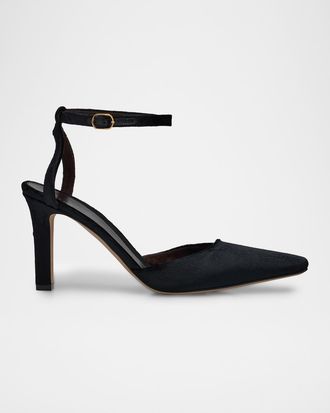 The Row Carla Velvet Ankle-Strap Pumps