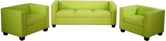 Hhg Hhg - 3-1-1 Conjunto Sof&aacute; Conjunto Sof&aacute; Lounge Lille, Polipiel, Verde Claro
