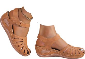 Generic Orthopedic Sandals for Women 2026 Summer Casual Adjustable Straps Low Heel Walking Sandals with Arch Support Comfortable Wedge Ankle Strap Open Toe Wi