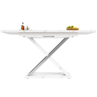 Urban Meuble Mesa de comedor extensible con efecto m&aacute;rmol y patas cruzadas