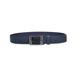 Carlo Colucci Lederen riem met reptielreli&euml;f - Heren - Riemen - Blauw - 115 CM - Leer - Accessoires