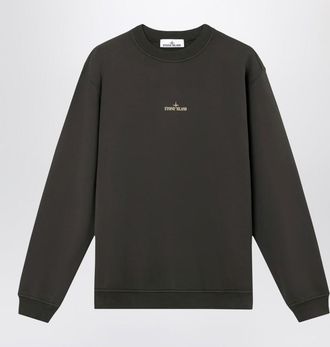 Stone Island Black crewneck sweatshirt with Industrial Four print