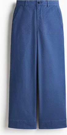 H&M Cotton Canvas Trousers in Blue at Nordstrom, Size 14