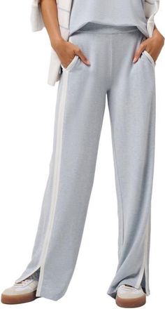 Travis Mathew Cloud Terry Side Stripe Varsity Sweatpants in Heather Ashley Blue at Nordstrom, Size X-Small
