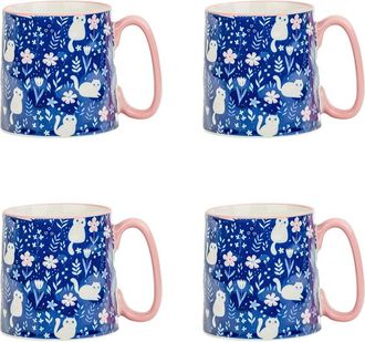 10 Strawberry Street Set Of 4 Bella Mugs: Curious Kitty