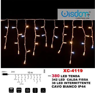 Trade Shop Trade Shop - Tenda Luminosa Natalizia 380 Led Luce Calda Fissa + Intermittente Ip44 Xc-4119