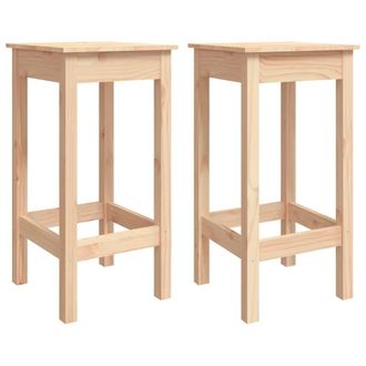 vidaXL Taburetes Altos 2 Uds Madera Maciza De Pino 40x40x78 Cm Vidaxl