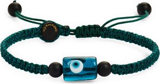Caputo & Co. Murano Glass Evil Eye Macramé Adjustable Bracelet in Green at Nordstrom