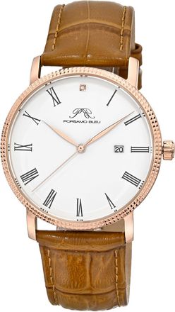 Porsamo Bleu Mens Veritas 1 Genuine Leather Band Watch 1361EVEL