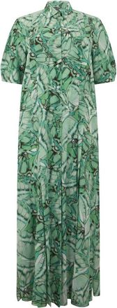 Alberta Ferretti Lange Jurk Met Bloemenprint En Knopen - Dames - Shirt Kleedjes - Groen - S - Kleedjes