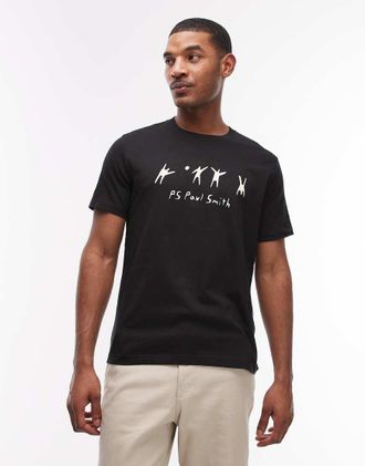 Paul Smith T-shirt casual nera con grafica pallavolo-Nero