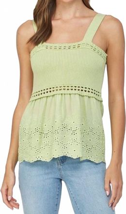 Fate Scallop Scoop Sweater Tank In Leaf Green