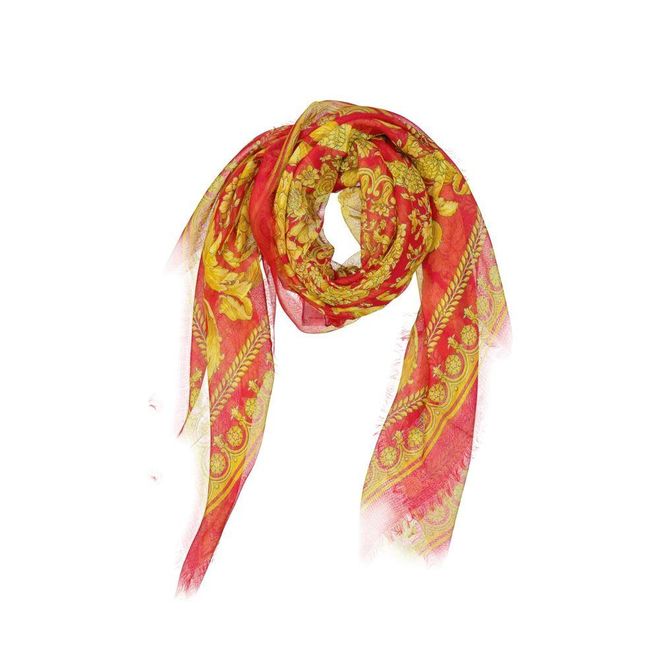 Baroque Silk-Blend Scarf - Red