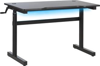 Beliani Beliani - Escritorio Para Jugadores Patas De Metal Mdf Negro Rectangular Altura Ajustable 120 X 60 Cm Con Luces Rgb Oficina En Casa Dise&ntilde;o Moderno Dor
