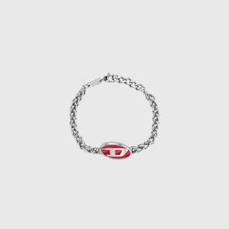 Diesel Red enamel and stainless steel chain bracelet - Bracelets - Unisex - Silver