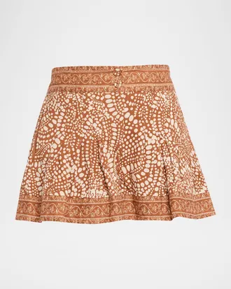 Ramy Brook Quinn Printed Pleat Mini Shorts
