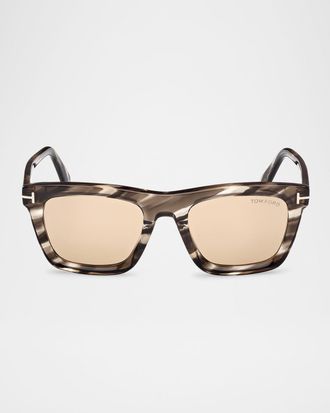 Tom Ford Men & apos;s Lelio Acetate Square Sunglasses