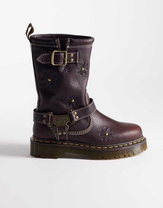 Dr. Martens Dr. Martens - Anistone - Stivali marrone scuro con fiore in rilievo