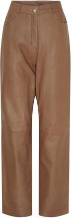 BTF-CPH Btfcph - Rechte leren broek - Dames - Broeken - Bruin - Maat: L Leer