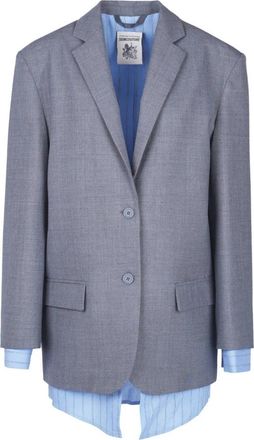 Semicouture Herminia Blazer met knoopsluiting - Dames - Blazers - Grijs - XS - Leer - Jassen