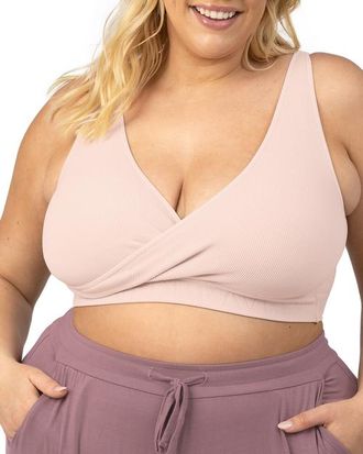 Kindred Bravely Busty Sublime Adjustable Crossover Nursing & Lounge Bra -Sizing Options from E-I Cup in Soft Pink at Nordstrom, Size X-Large G
