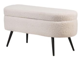 Nordlys Banco estilo escandinavo en acero y lana blanca