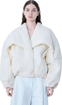 Jacquemus The Ch&acirc;le Bomber Jacket - Dames - Winterjassen - Wit - XS - Katoen - Jassen