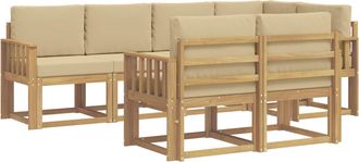 vidaXL Conjunto De Sof&aacute;s De Exterior 7 Uds. Y Beige Poli&eacute;ster Vidaxl
